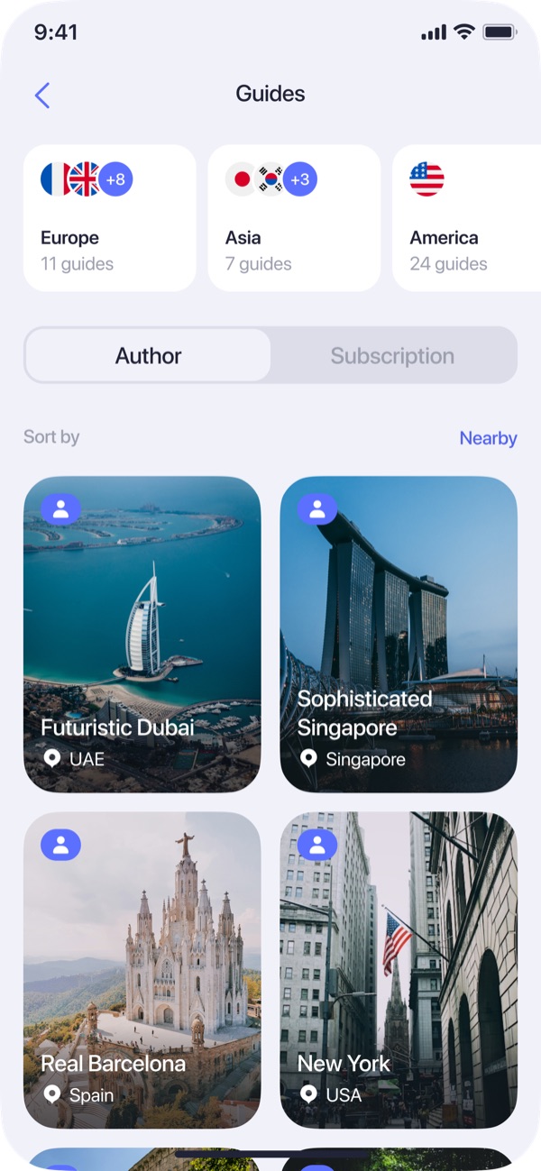 Maps.me app guides screen