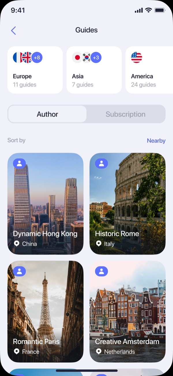 Maps.me app guides screen