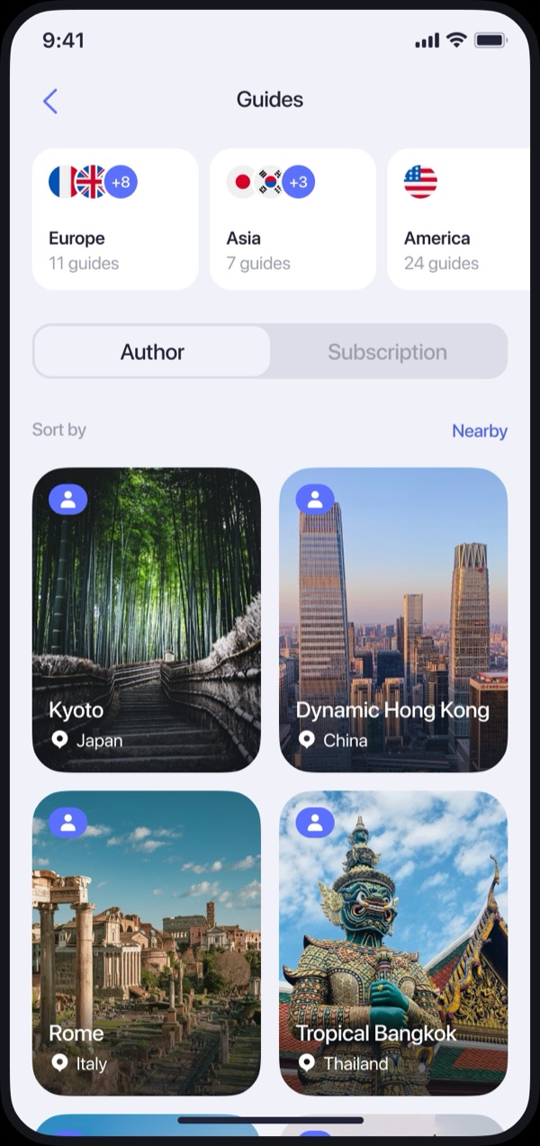 Maps.me app guides screen